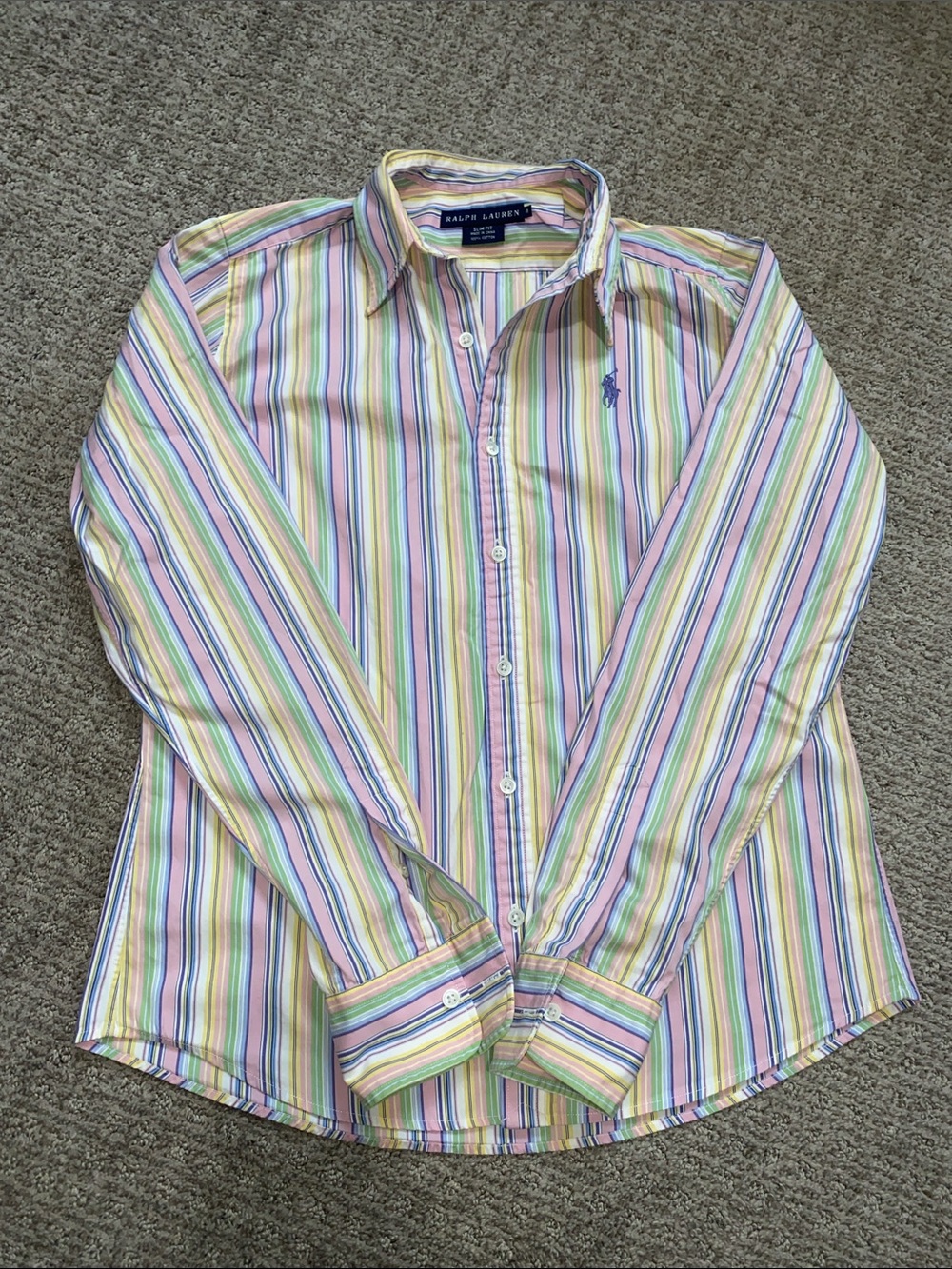 Ralph Lauren Pastel Multicolor Stripe Button-Down Shirt